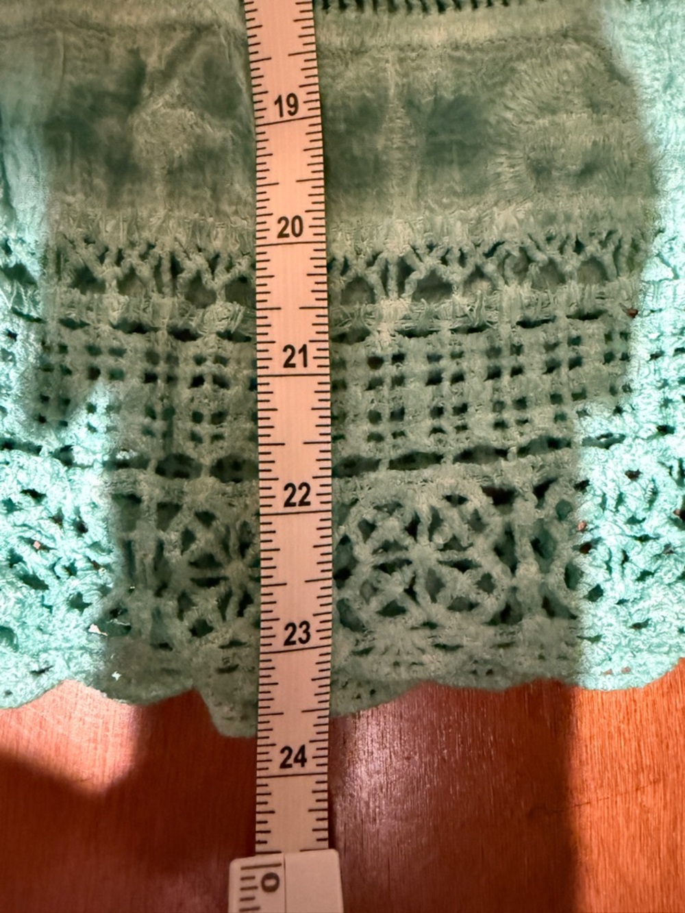 Democracy Crochet Trim 3/4 Flutter Sleeve Cotton Blouse in Teal - Picture 9 of 9